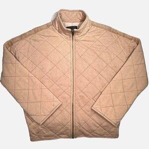 With The Girls by Avec Les Filles Quilted Bomber Jacket Sz XS Brown Zip Up